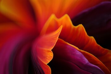 Obraz premium Vibrant Close-up of Crimson and Orange Tulip Petals