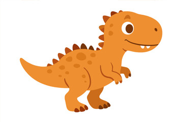 Naklejka premium Friendly orange T-Rex dinosaur character standing isolated on a white background