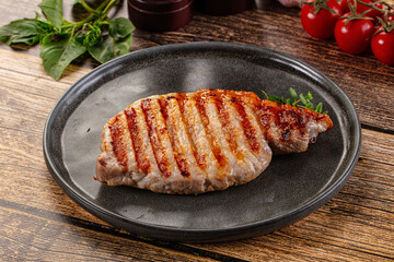 Juicy grilled pork fillet steak