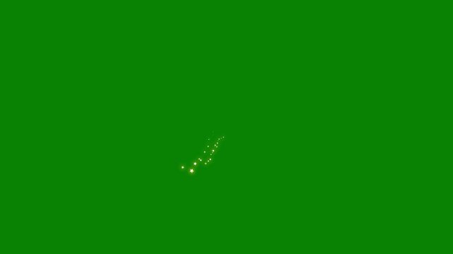 4K luxury golden Magic light effect trail and golden sparkles magic comet sparkling. fast line glitter motion, golden cartoon blinking stars, star trail, shining light effects on green screen.