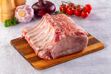Raw pork loin with bone