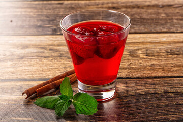 Sweet juicy cold strawberry lemonade