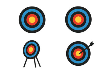 Set of colorful target icons representing business goals, success, accuracy, and aiming symbols