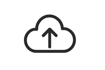 Outline cloud storage symbol with upward arrow indicating data upload or transfer
