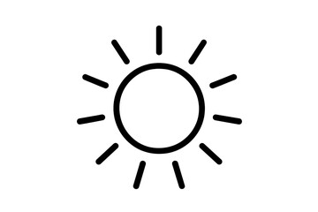 Minimalist outline icon representing the sun or brightness setting for user interface design