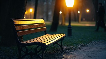 Video A wooden bench sitting in a park