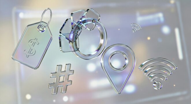 Digital Financial Concept Chain Links Hashtag Location Pin Smartphone