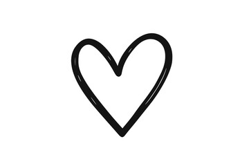 Minimalist black outline heart with a hand-drawn sketchy texture on a clean white background