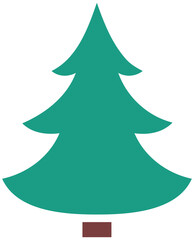 Stylized Green Christmas Tree Icon with Brown Trunk