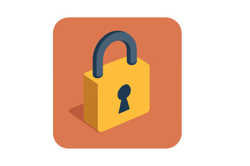 Isometric yellow padlock icon symbolizing digital security and data privacy
