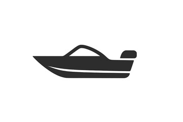 Black silhouette of a modern speedboat used for water sports and recreational activities