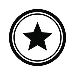 Black star inside a double ring, isolated on