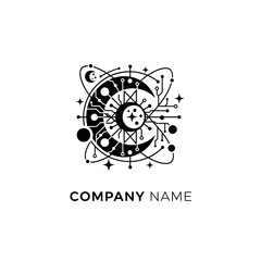 Obraz premium Abstract Moon and Technology Logo Design for Modern Company.