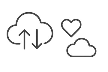 Outline symbols for cloud computing data transfer synchronization and storage
