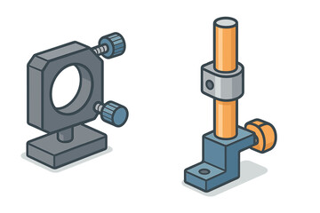 Kinematic mirror mount and adjustable optical post holder assembly for laboratory research