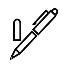 Ballpoint pen icon with cap, isolated on