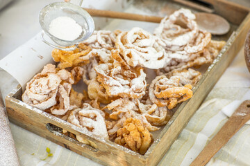 Artisan chef making authentic homemade biscuits following old Moldovan recipes. Heritage baking scene. cozy rural kitchen