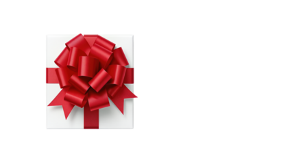 Christmas-themed gift box illustration with festive bows, holiday wrapping, and cheerful seasonal charm, perfect for Christmas designs and winter celebrations, png file, isolated on white.