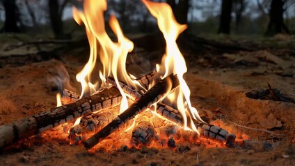 Intense 4K Ultra HD background footage showcasing a captivating bonfire with burning fire close up flames exhibiting a stunning slow motion effect perfect for use as a dramatic motion graphics