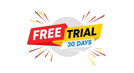 Free shipping day illustration of free trial 30 days promotion banner isolated on white background