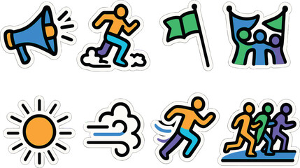 Energetic racing stickers collection for sports enthusiasts and event promotion