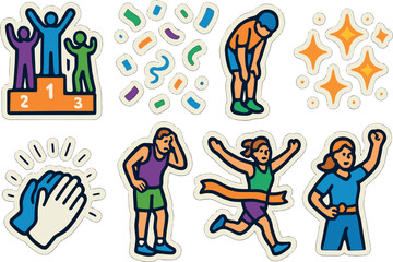 Celebration of victory moments with award icons for event designs and achievements