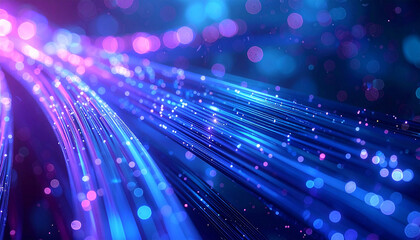 Illuminating Fiber Optics: A network of radiant fiber optic cables glow brightly, signifying the flow of information and technological advancement in a modern digital landscape.