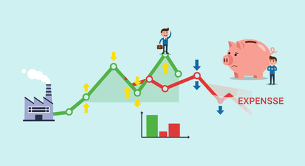 Business Growth and Expense Management with Financial Chart.