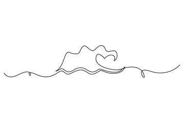 Continuous single line sea wave drawing simple ocean outline in modern style
