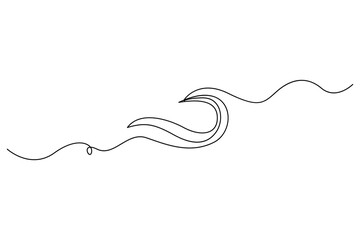Continuous single line sea wave drawing simple ocean outline in modern style
