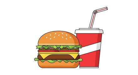 Delicious Fast Food Combo - Classic Burger and Refreshing Soda Drink.