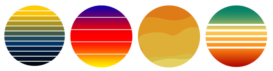 Collection of vector illustration icon set with speech bubble sign design on the beach Surfboard Sunset Vintage Grunge