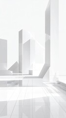 Fototapeta premium Bright abstract white cityscape; hard, sharp lines