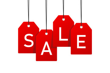 Hanging Red Sale Tag Vector Background for Promotion and Discounts