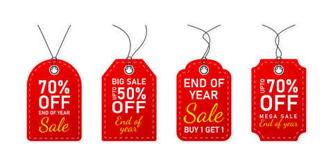 Set of Sale Tag Template. End of Year Sale Price Tag and Offer Collection