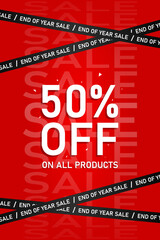 End of Year Sale Big Discount Announcement Poster Design with Tape Decoration