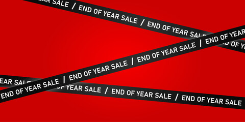 End of Year Sale Tape on Red Background