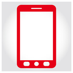 Red generic smartphone icon, featuring blank screen display isolated on white background, Vector