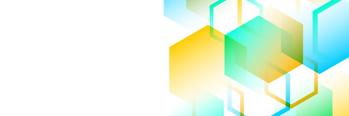 Modern Colorful Hexagon Geometric Background with Copy Space. Abstract Business Banner. Vector Illustration. Wallpaper