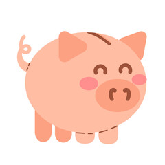 Piggy bank is an illustration for saving money. Savings, investing, and accumulation. Pig in a flat style. Cute pig-shaped piggy bank.