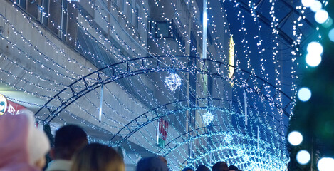 Blue LED Christmas Light Tunnel in Craiova