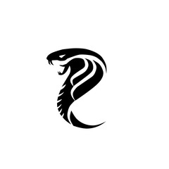 Bold, roaring cobra head logo in a striking black silhouette. This powerful, tribal-inspired design symbolizes danger, speed, and intensity, ideal for modern branding.