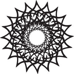 Black Line Art Floral Star Mandala Frame Design Vector