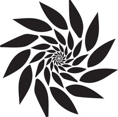 Black Floral Vine Spiral Ornamental Mandala Vector