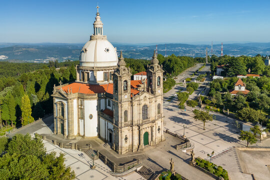 Aerial of Sanctuary of Our Lady of Sameiro near Braga, Northern Portugal