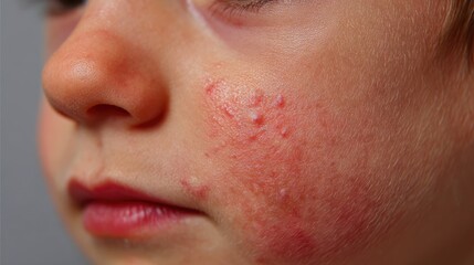 Fototapeta premium Child with Inflamed Facial Rash (Close-up)