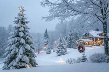 christmas tree in the snow