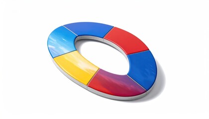 Colorful segmented ring shape on a white surface