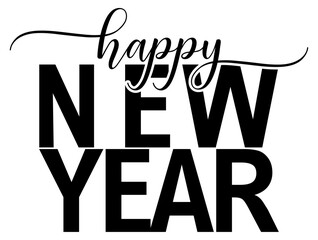 Happy New Year 2026 Bold Black Brush Typography Illustration