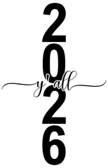 Happy New Year 2026 Brush Pen Lettering – Minimal Vector